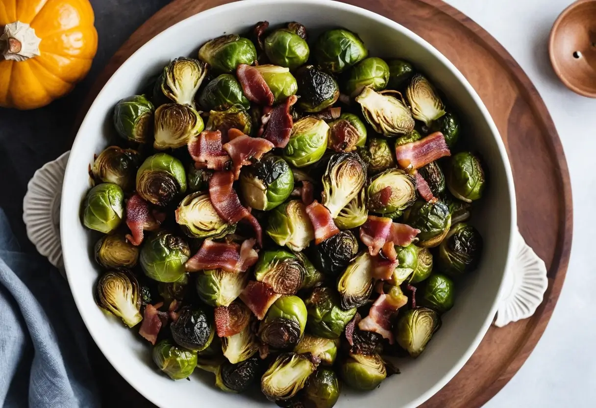 Crispy Roasted Brussels Sprouts with Bacon