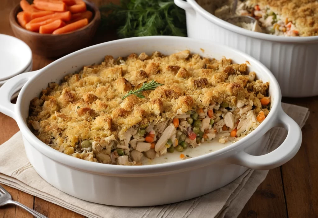 Discover the ultimate comfort food with our Irresistible Chicken and Stuffing Casserole. Packed with tender chicken, savory stuffing, and a creamy sauce, it's perfect for cozy family dinners or potlucks!