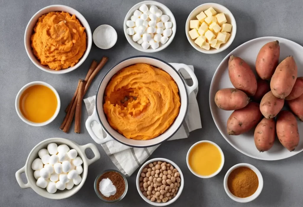 This Sweet Potato Casserole with Marshmallows is creamy, sweet, and topped with gooey marshmallows—a perfect, easy fall dessert!