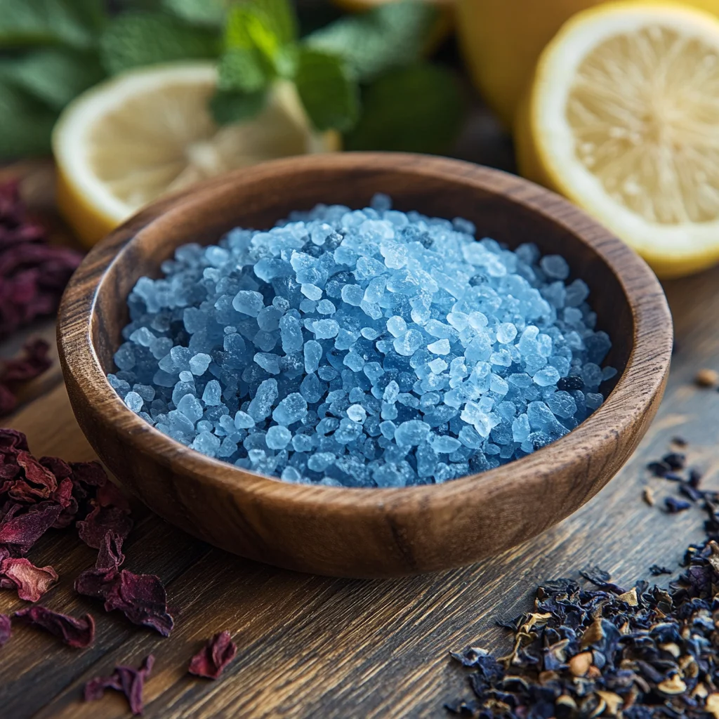 Blue salt ingredients for wellness recipe