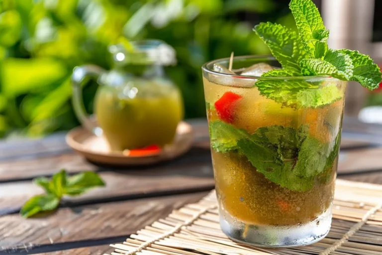 Brazilian natural Mounjaro drink recipe with mint and green tea