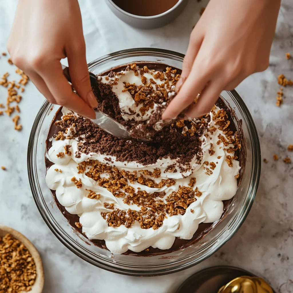 Layering Ahmed AlZamel Cake in a glass dish
