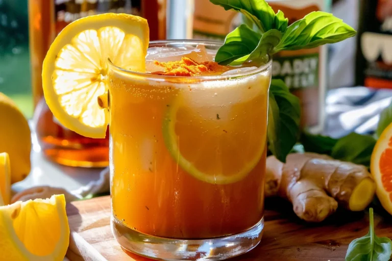 Natural Mounjaro drink recipe with lemon, ginger, and apple cider vinegar