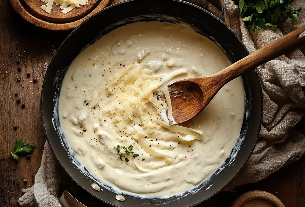 Olive Garden Alfredo Sauce Recipe in pan