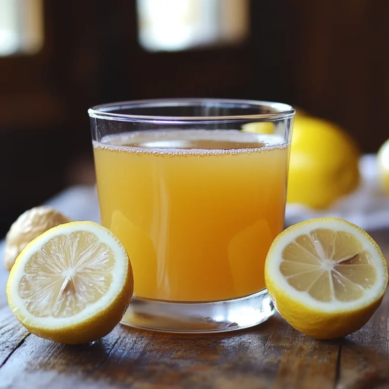 Glass of Natural Mounjaro drink with fresh lemon halves on wooden table
