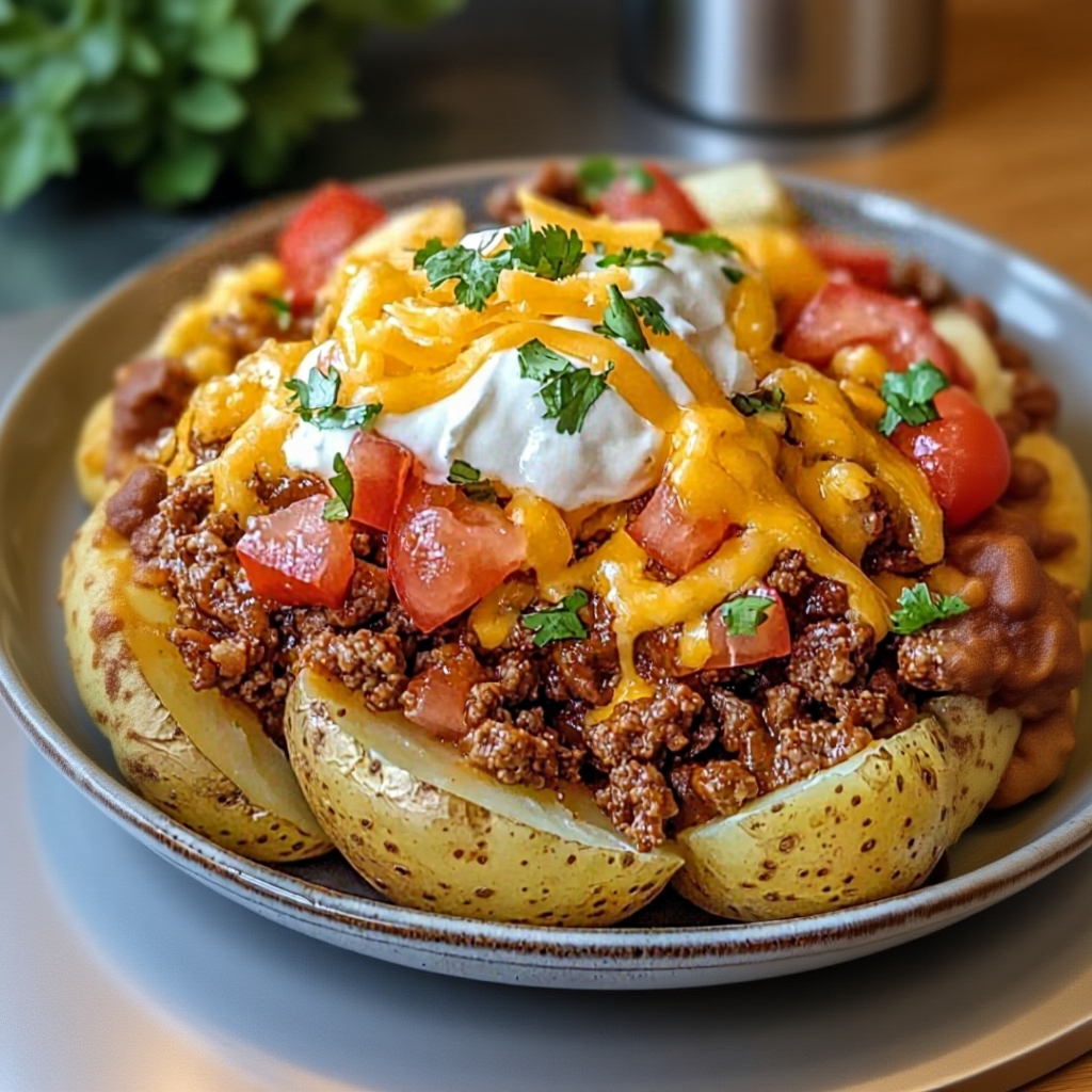 The fresh ingredients for Cheesy Taco Potatoes laid out on a table