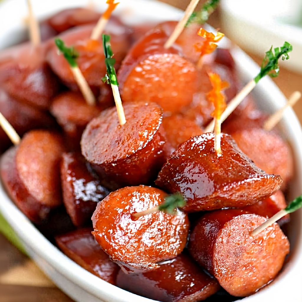 Delicious Crockpot Kielbasa Bites freshly cooked