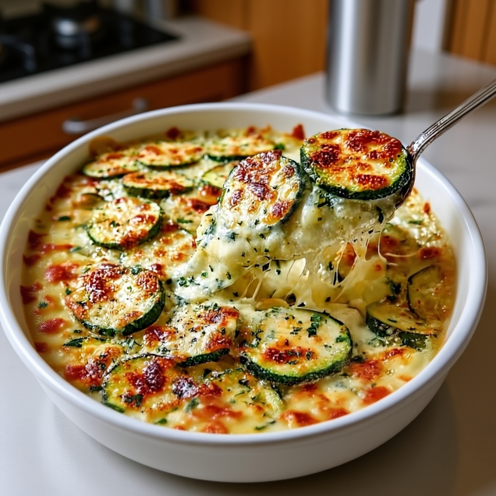 Fresh zucchini, cheese, and other ingredients for the recipe