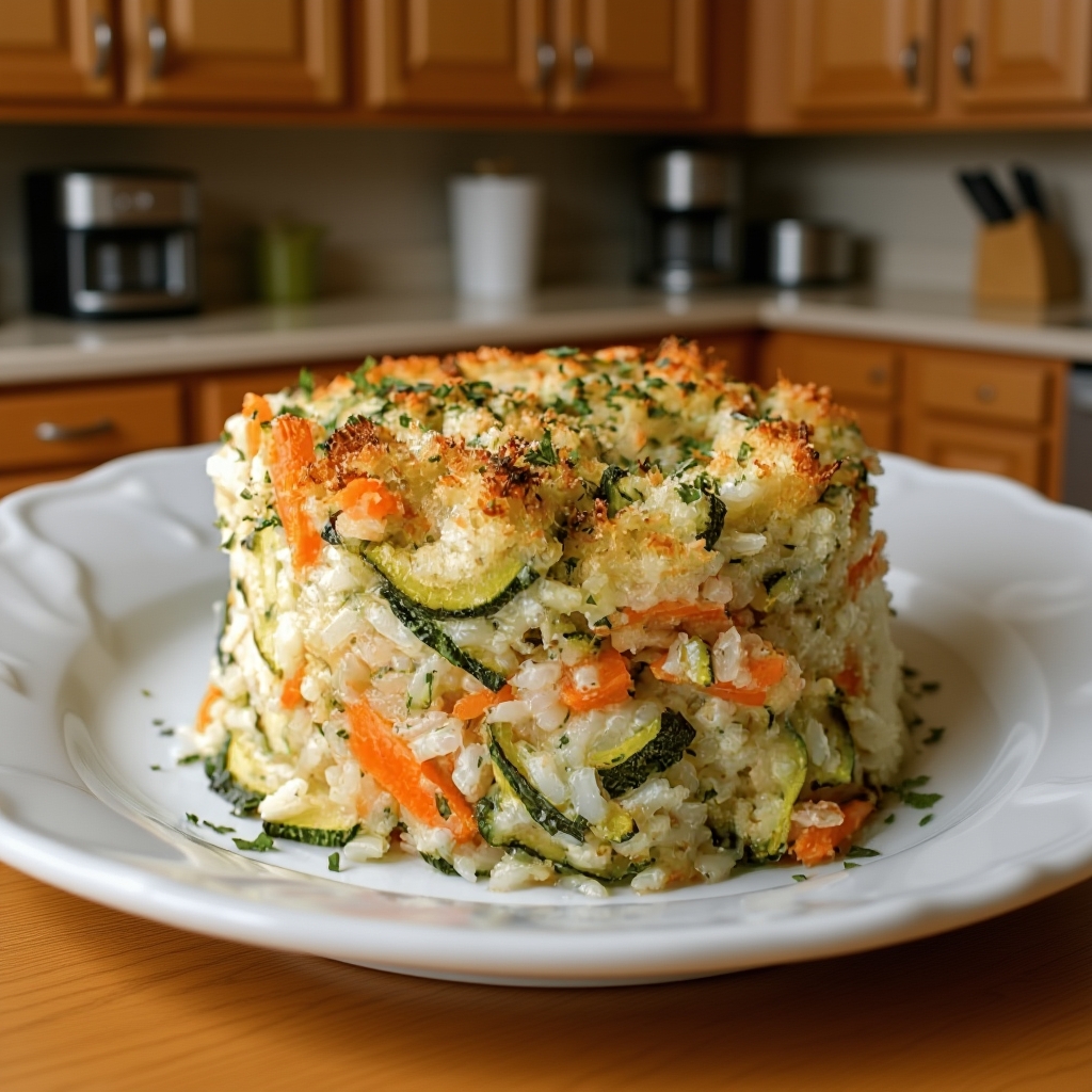 The fresh ingredients for the Zucchini Rice Casserole laid out