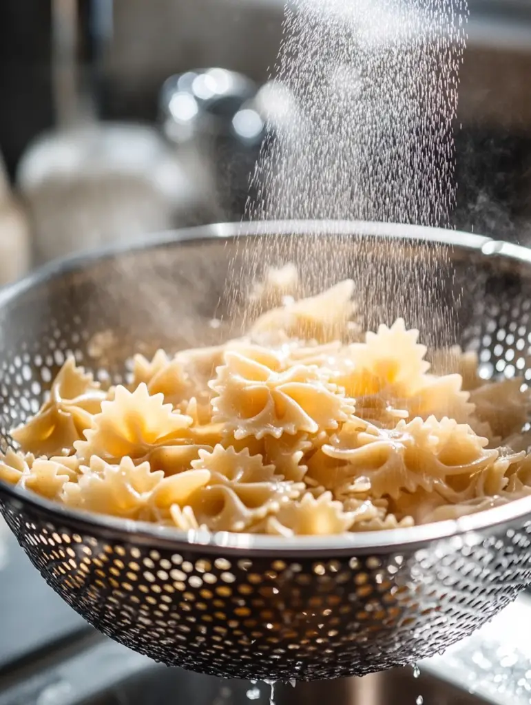 Cooling bowtie pasta for pasta salad