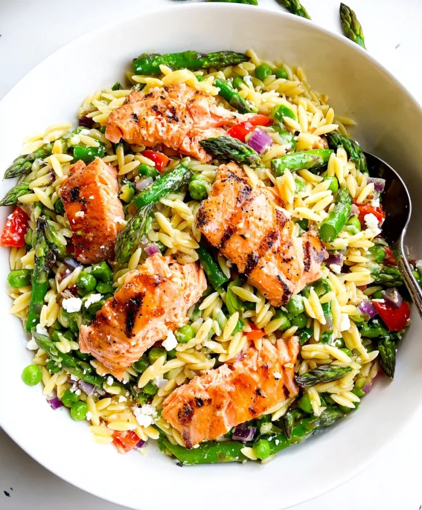 Salmon Asparagus Orzo Salad