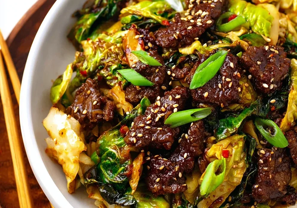 Sesame Beef and Cabbage Stir-Fry
