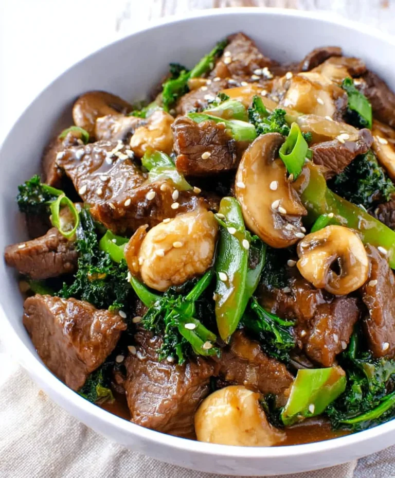 Ginger Beef, Mushroom & Kale Stir-Fry