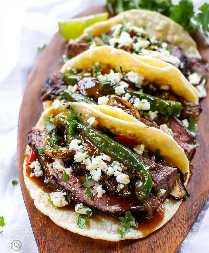 Steak, Poblano and Mushroom Tacos