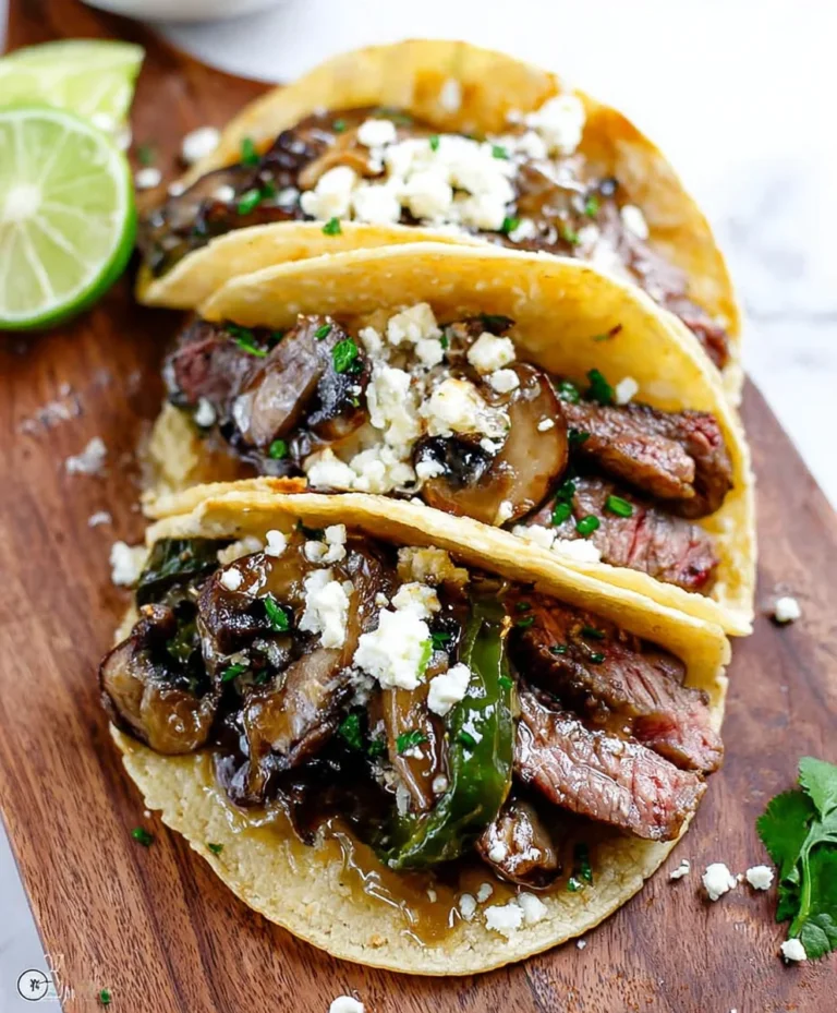 Steak, Poblano and Mushroom Tacos