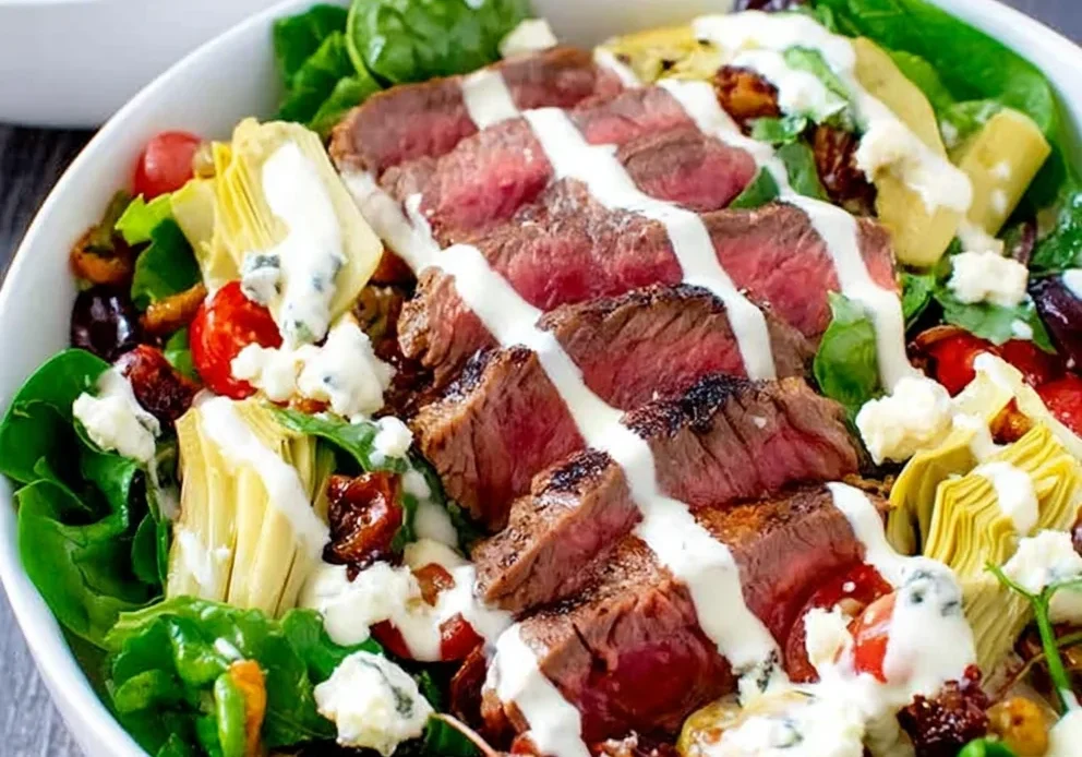 Steak & Artichoke Salad with Blue Cheese Dressing