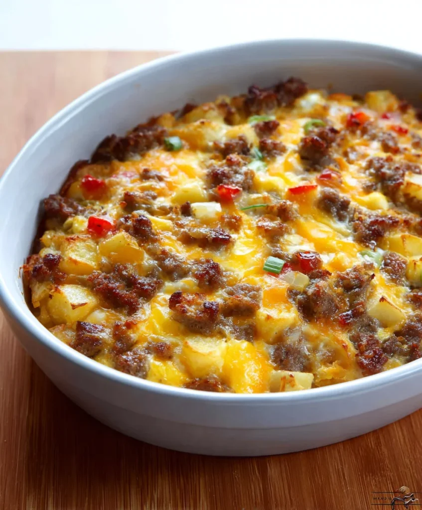 Easy Breakfast Casserole with Sausage, Hashbrowns and Eggs