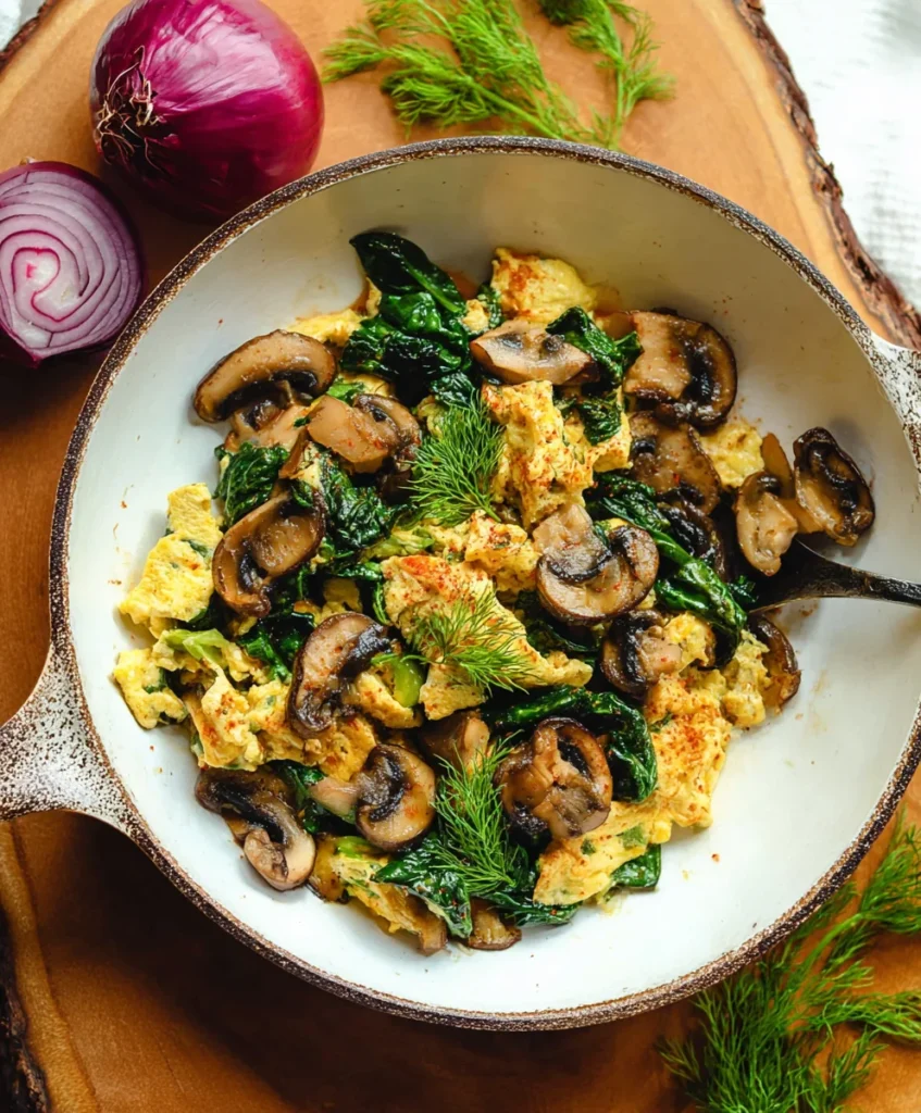 Spinach Mushroom Egg Scramble