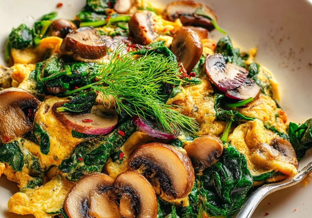Spinach Mushroom Egg Scramble