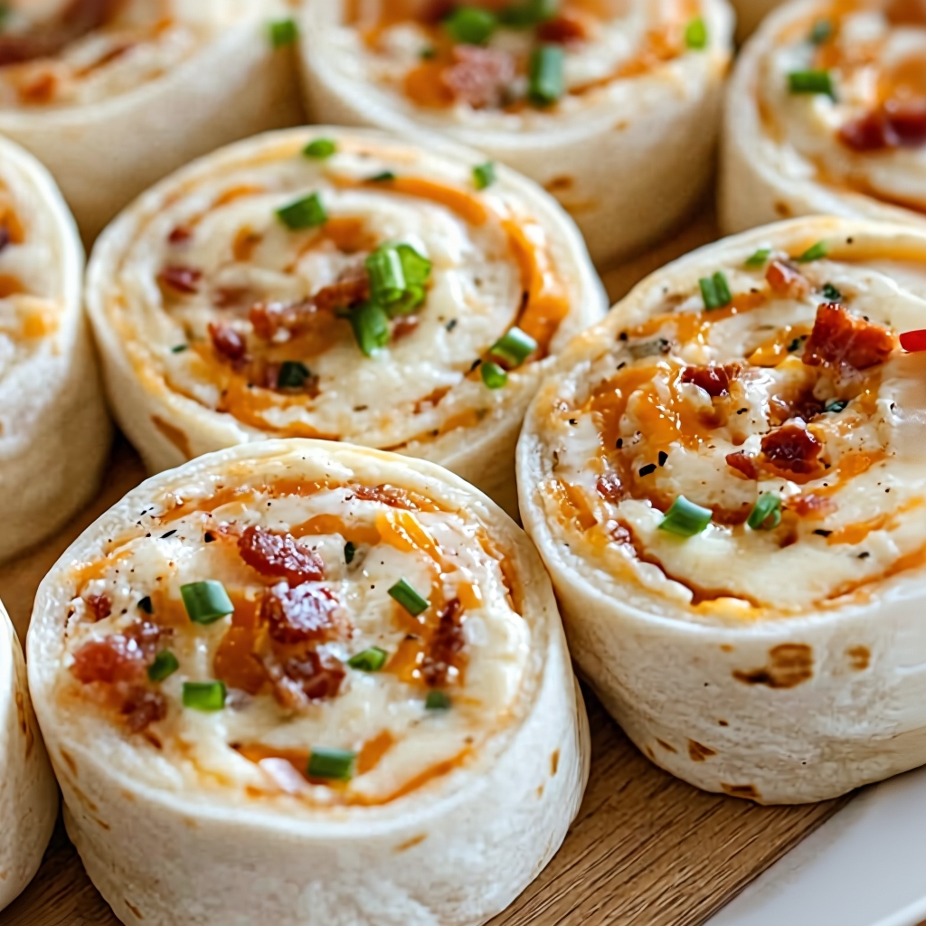 A beautiful platter of Cheddar Bacon Ranch Pinwheels ready for a party.