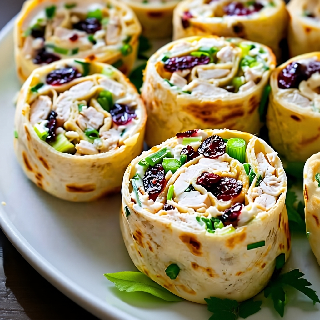Delicious Creamy Chicken Cranberry Pecan Roll-Ups