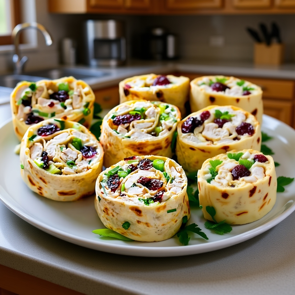 The ingredients of Creamy Chicken Cranberry Pecan Roll-Ups