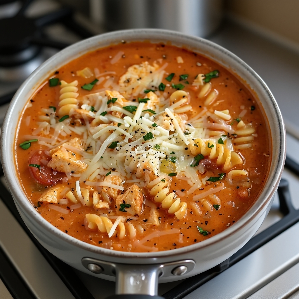 Ingredients for Chicken Parmesan Soup displayed
