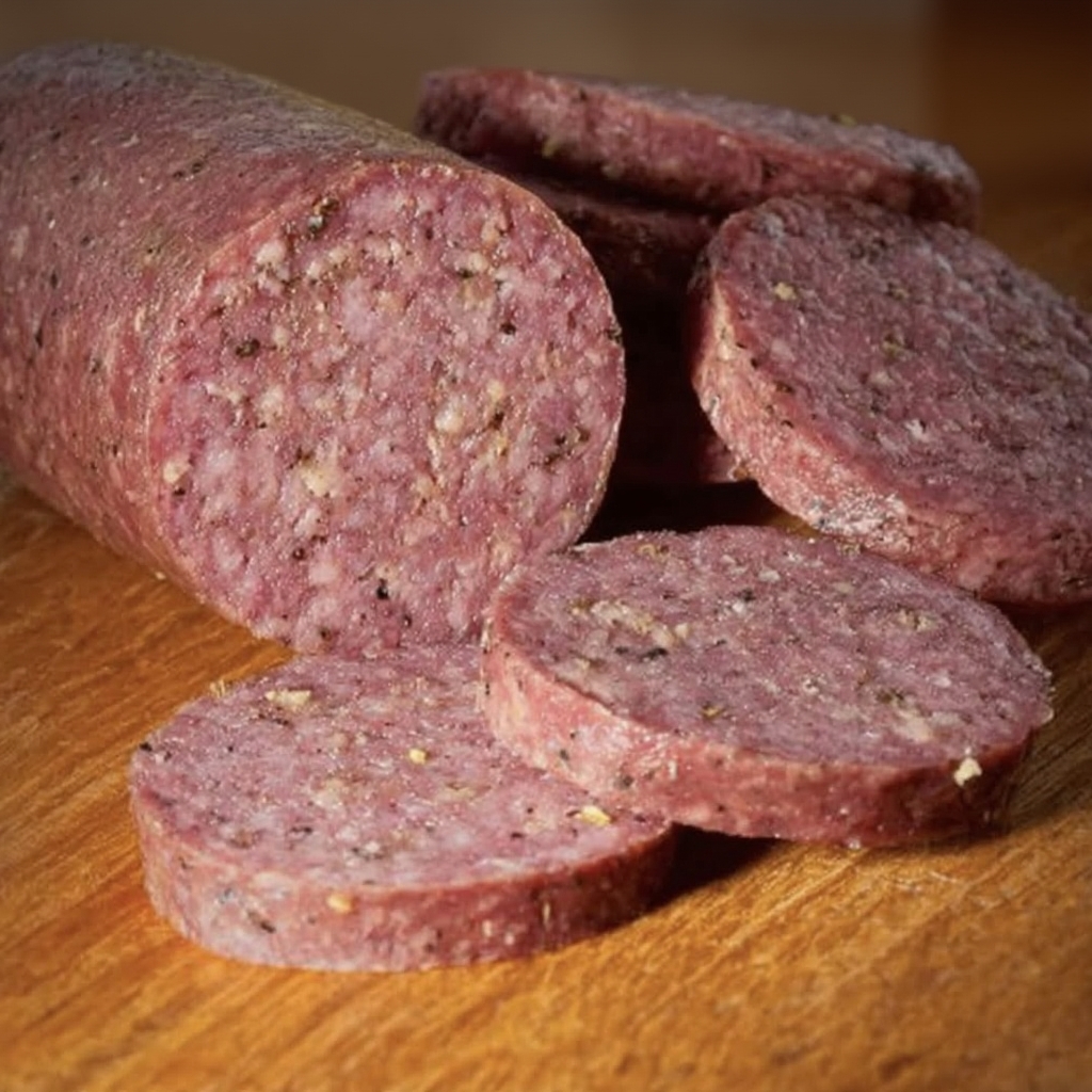 Delicious homemade summer sausage ready to be tasted