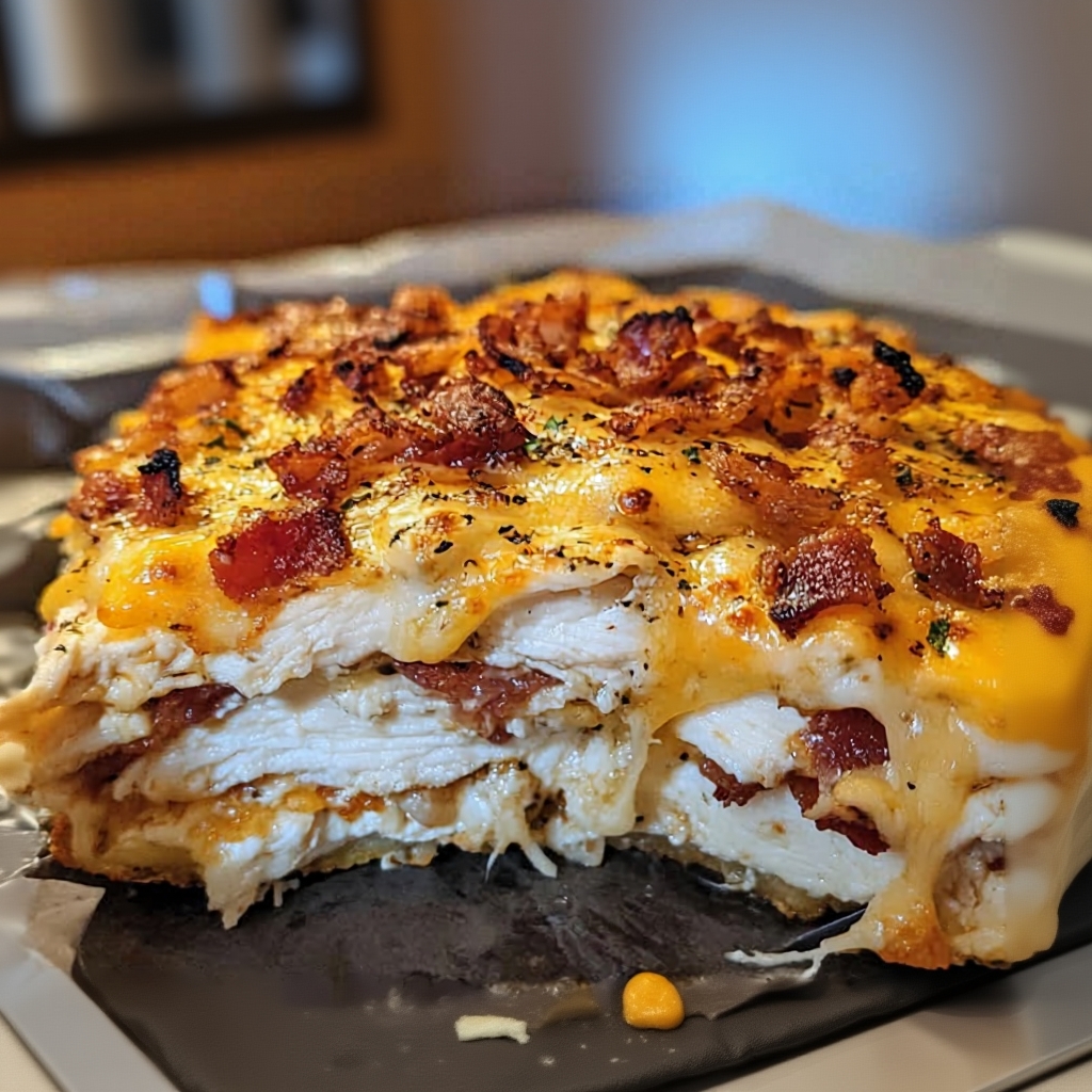 Cooked Monster Chicken Turkey Bacon Cheese Crater ready to be served