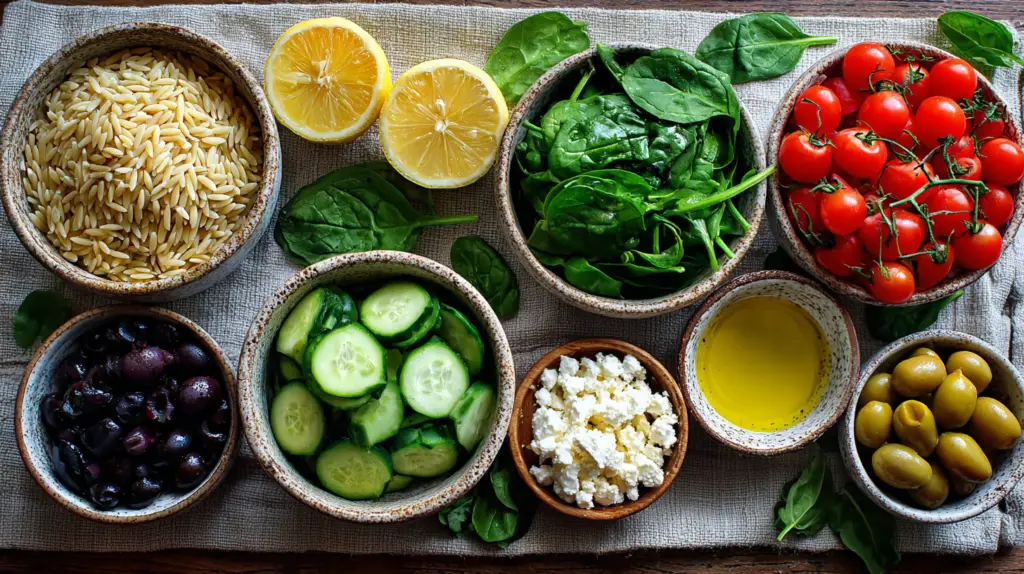 Ingredients for Greek Orzo Salad