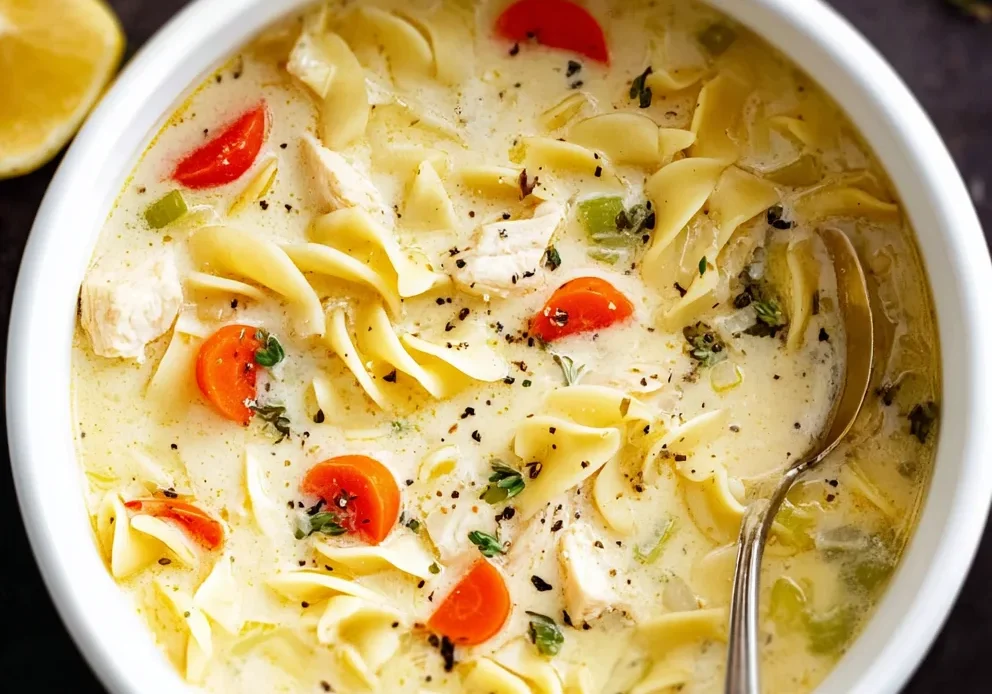 Creamy Lemon Chicken Noodle Soup