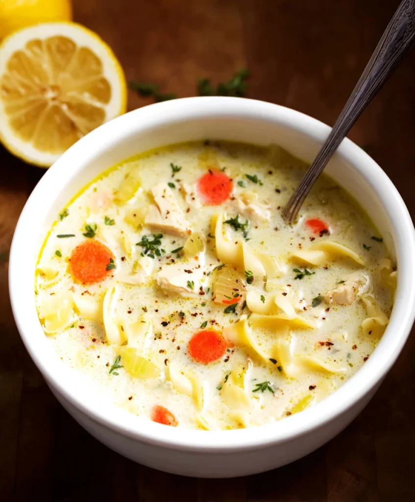 Creamy Lemon Chicken Noodle Soup
