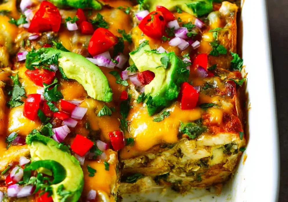 Verde Chicken Enchilada Casserole
