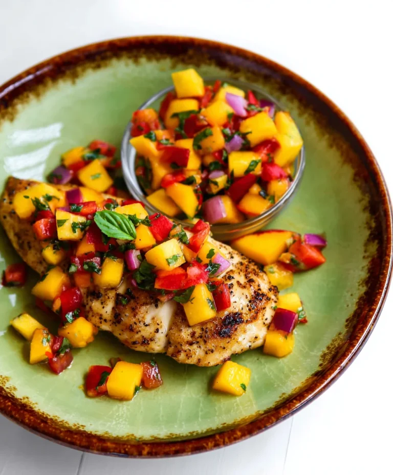 Ginger Chicken with Confetti Peach Salsa
