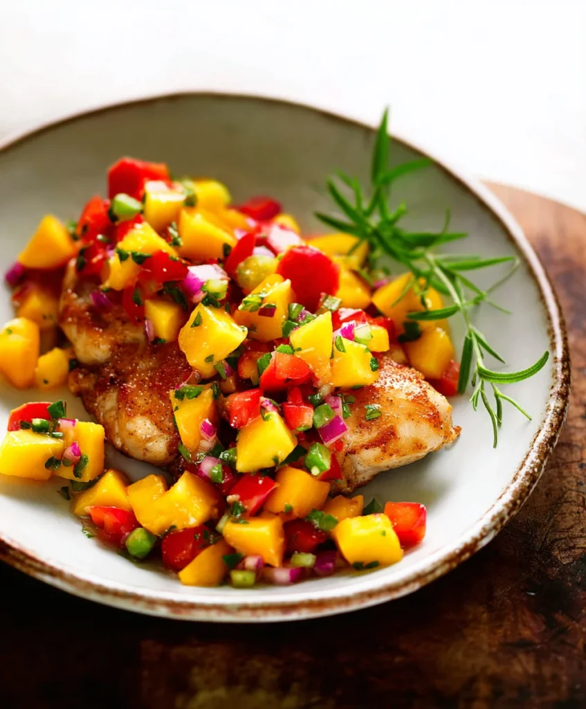 Ginger Chicken with Confetti Peach Salsa