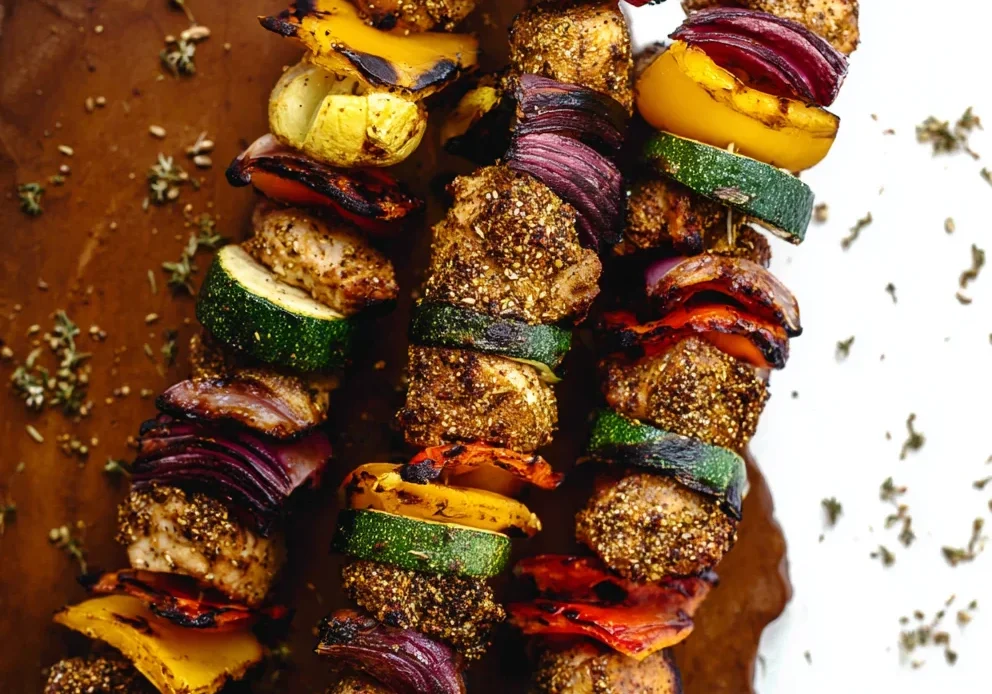 Za’atar Chicken and Veggie Kabobs