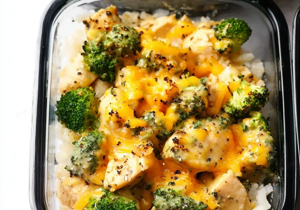 Cheesy Broccoli, Chicken and Rice Bowls (Meal Prep)