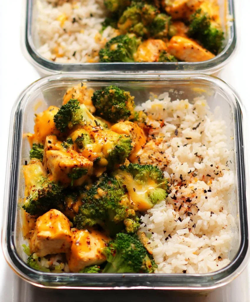 Cheesy Broccoli, Chicken and Rice Bowls (Meal Prep)
