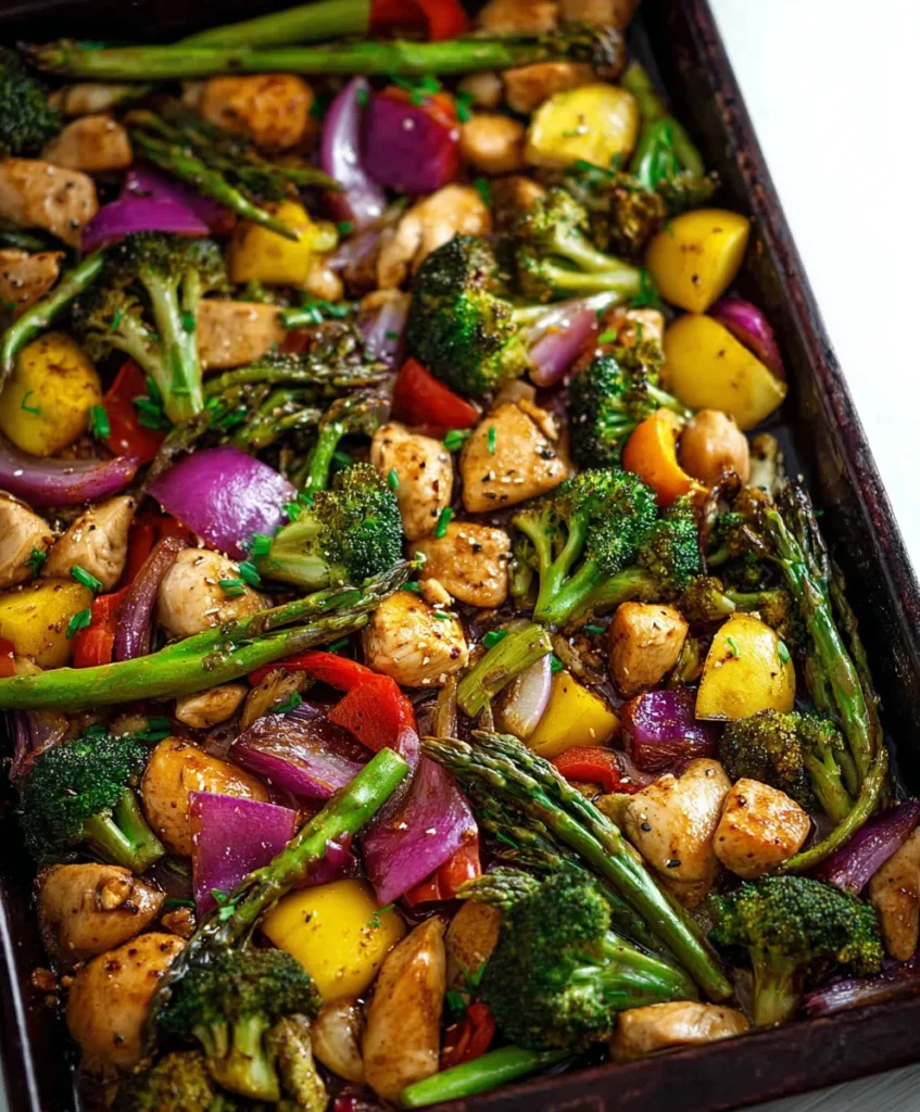 Sheet Pan Chicken and Veggie “Stir Fry”