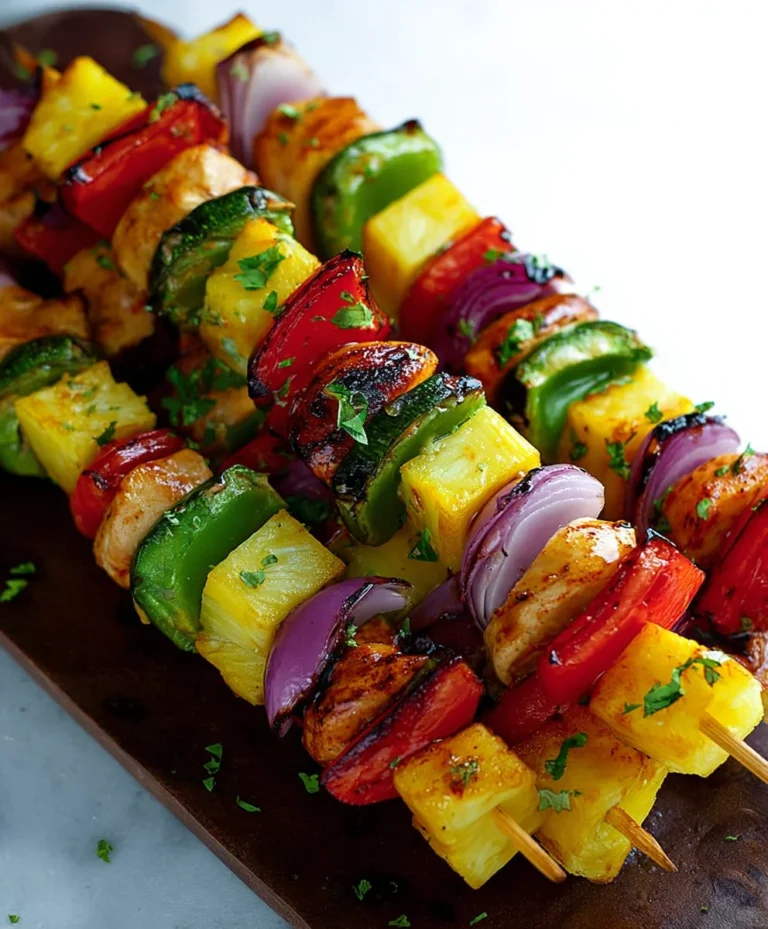 Rainbow Hawaiian Chicken Kabobs
