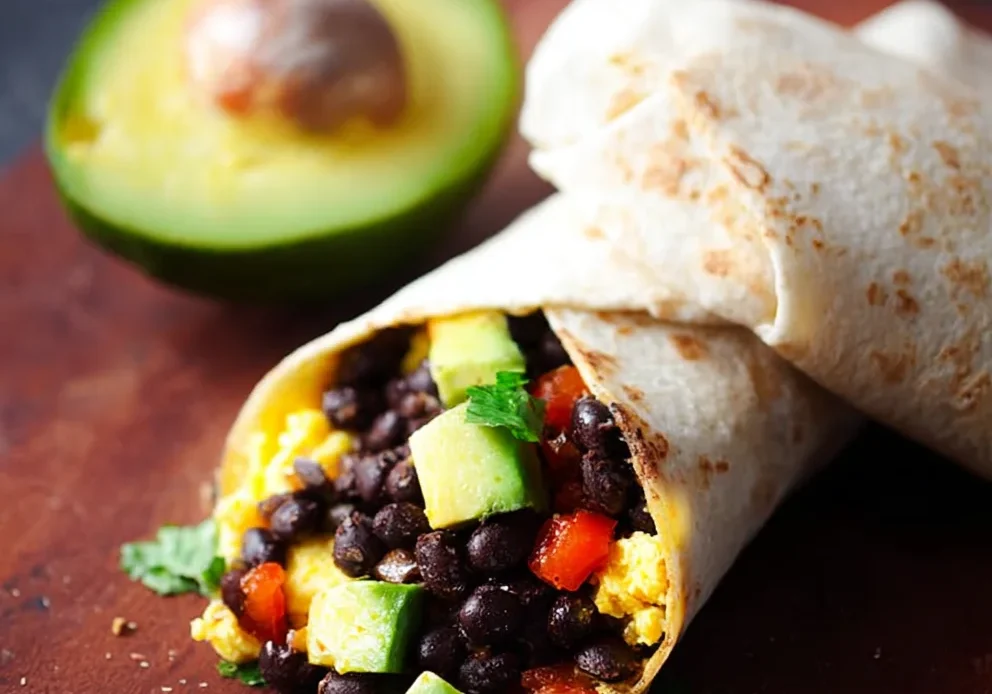 Black Bean and Avocado Breakfast Burritos
