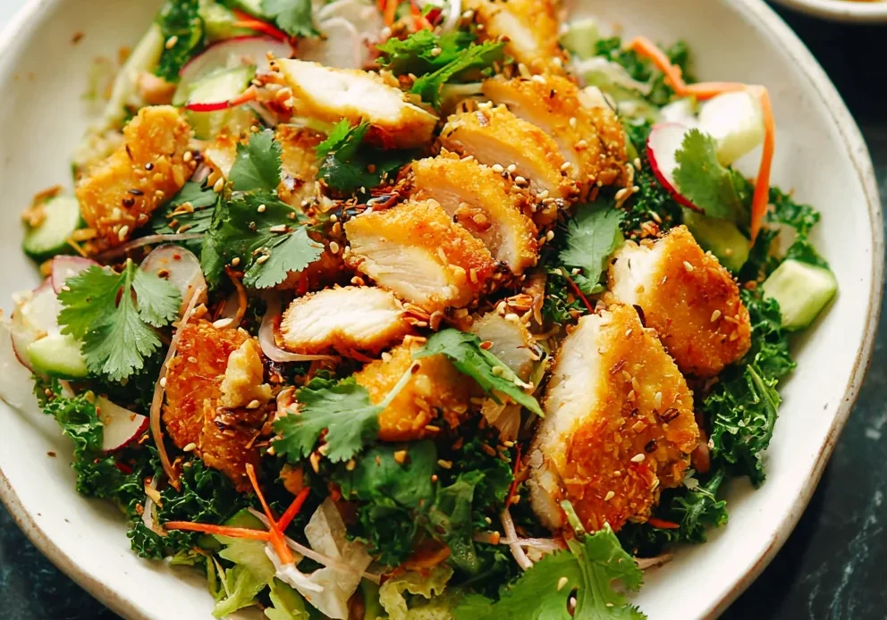 Crispy Coconut Chicken Salad with Sesame Vinaigrette