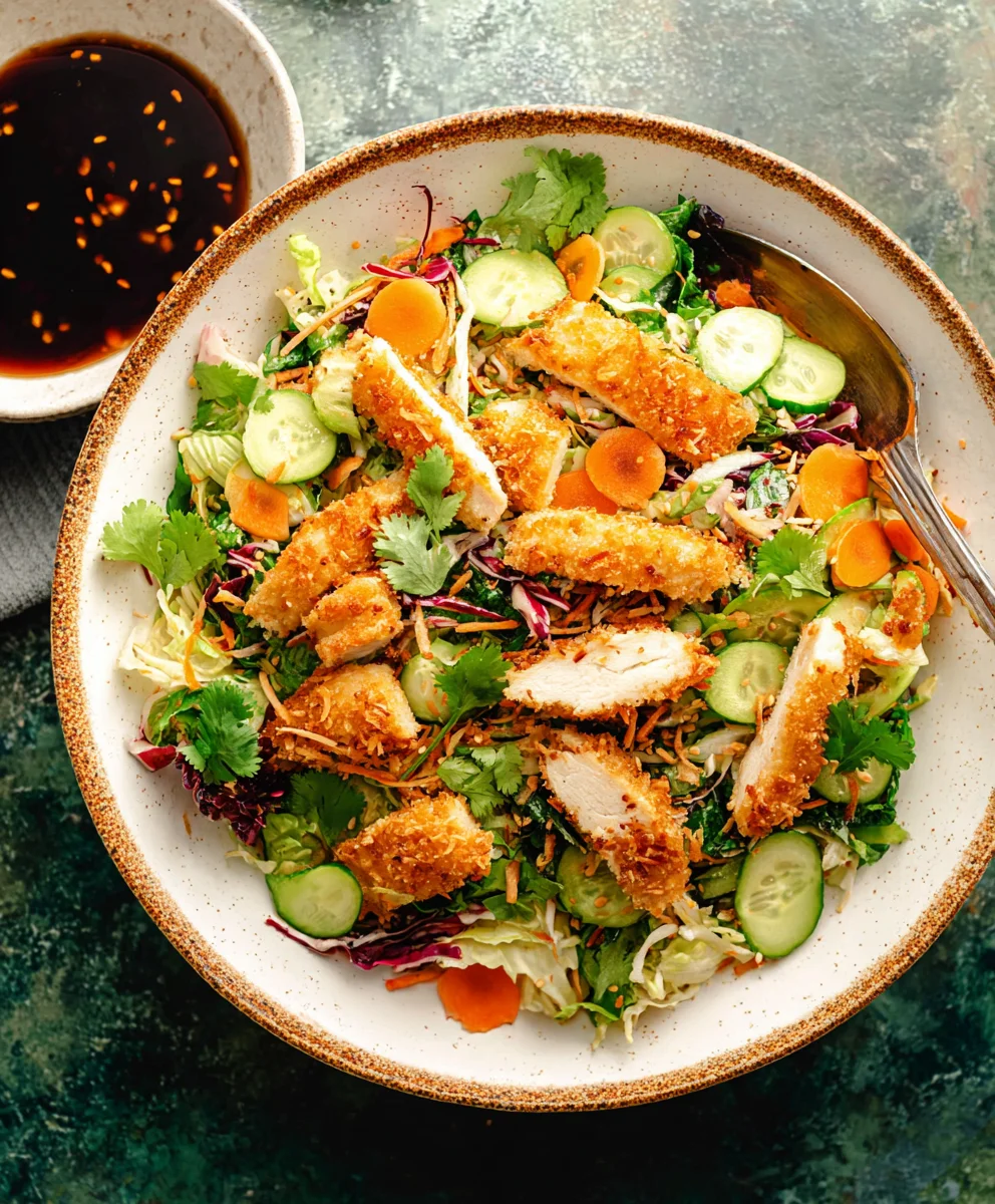 Crispy Coconut Chicken Salad with Sesame Vinaigrette