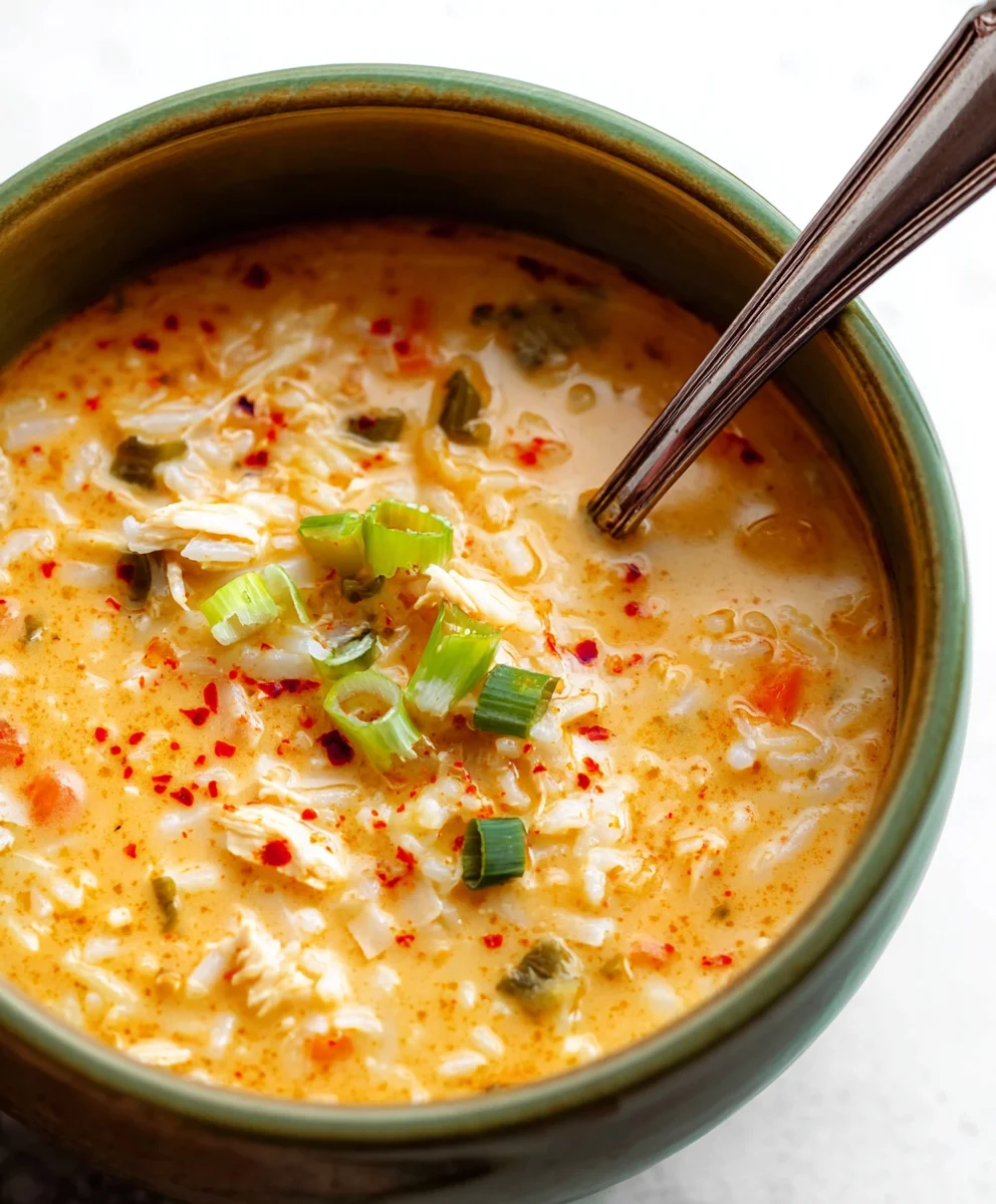 Creamy Buffalo Chicken and Rice Soup
