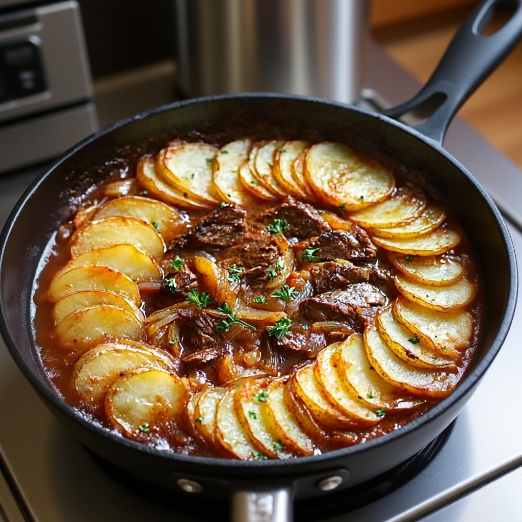 Preparing the beef stew ingredients in a pot