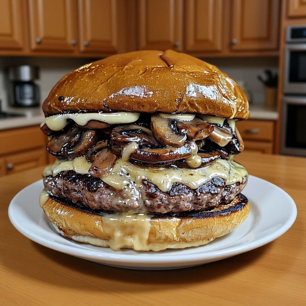 Smash burger cooking on a grill