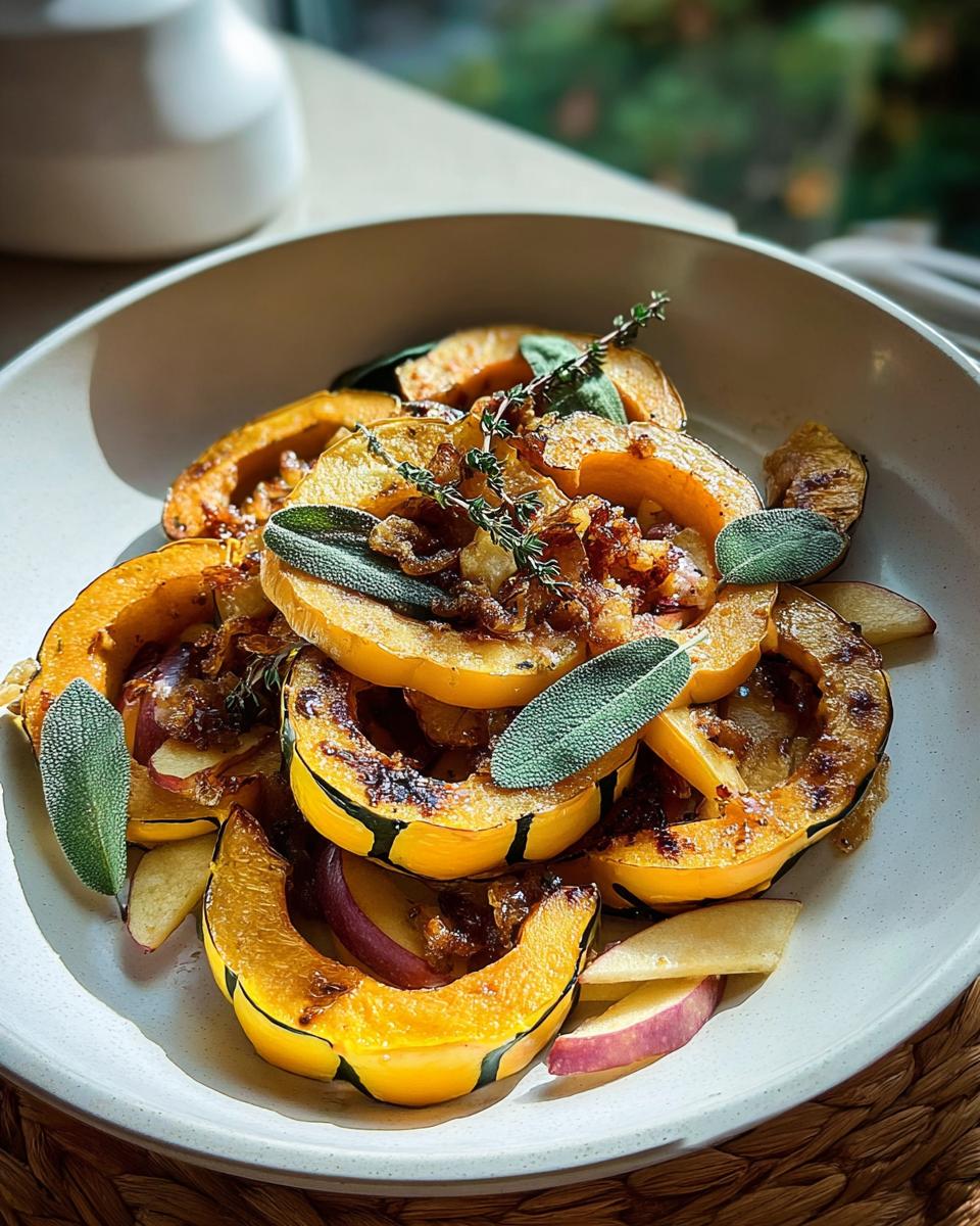 Cozy Roasted Delicata Squash with Apples & Sage Recipe Bliss Sanji