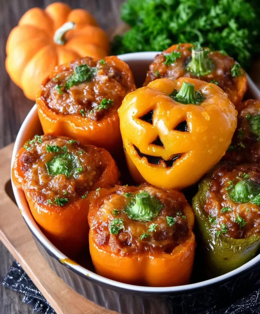 Jack-O'-Lantern Stuffed Peppers