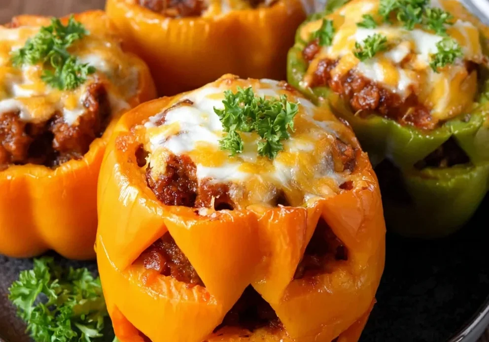 Jack-O'-Lantern Stuffed Peppers