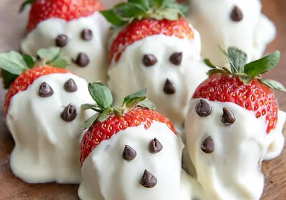White Chocolate Strawberry Ghosts